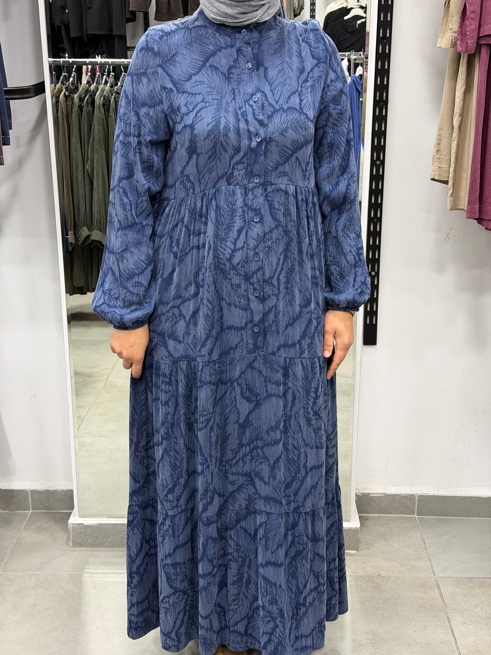 İpek Cupra Desenli Elbise