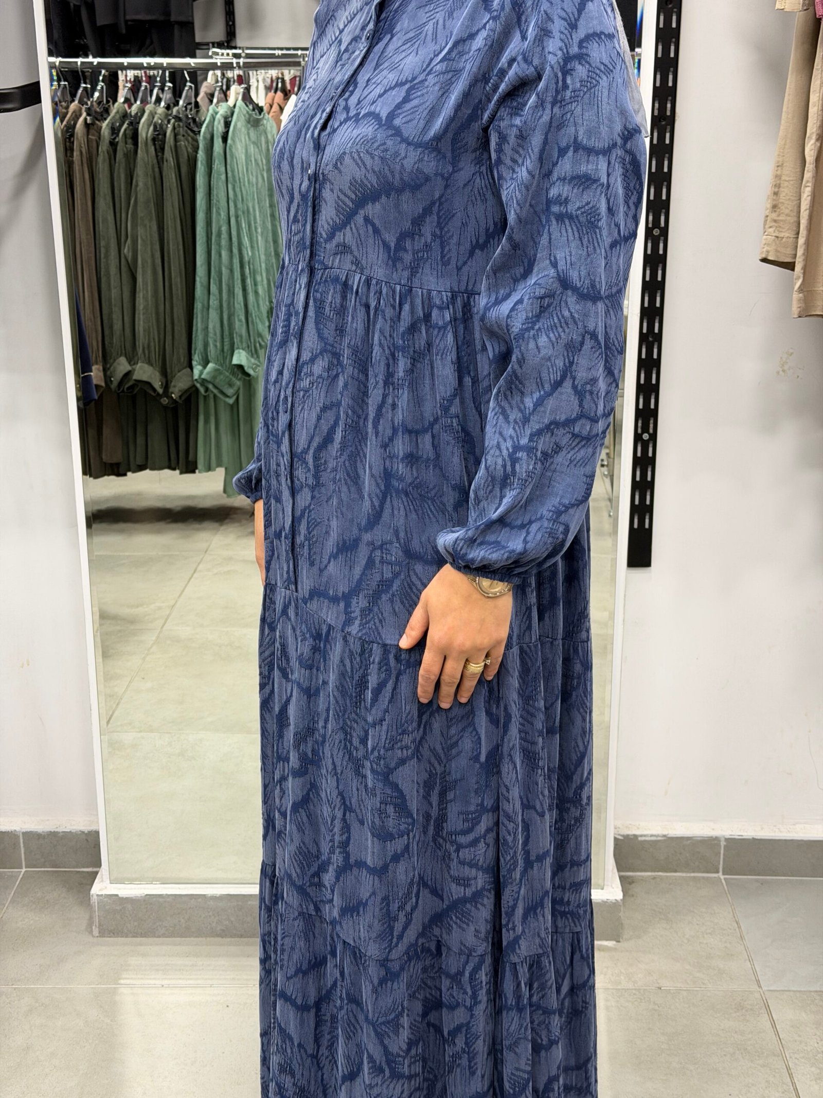 İpek Cupra Desenli Elbise - Görsel 2