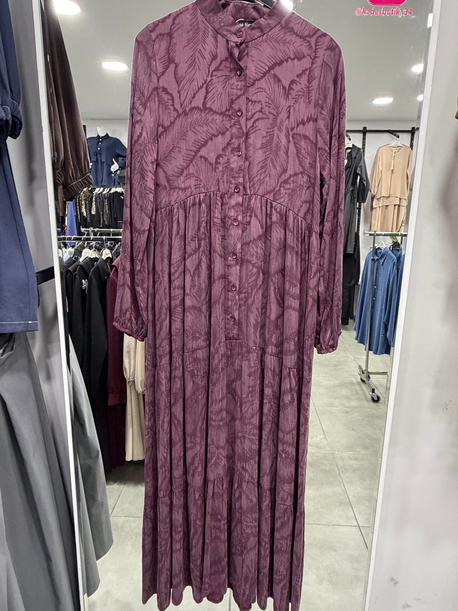 İpek Cupra Desenli Elbise - Görsel 4