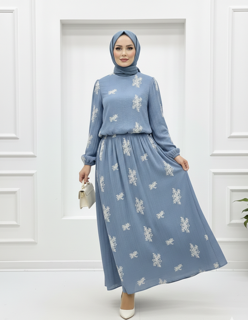 Tül kumaşlı nakış detaylı etekli takım - Görsel 2