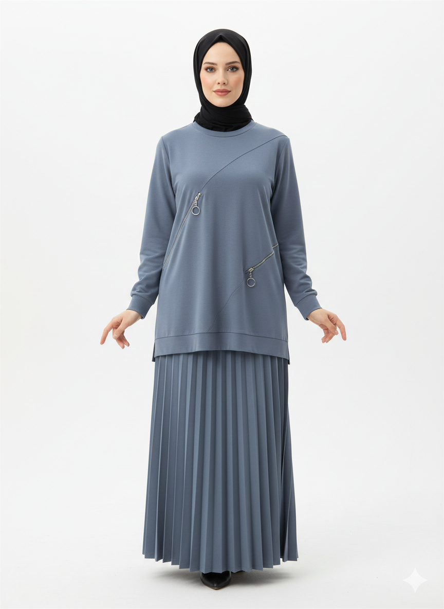 Örme Krep 1. Kalite Etekli Takım