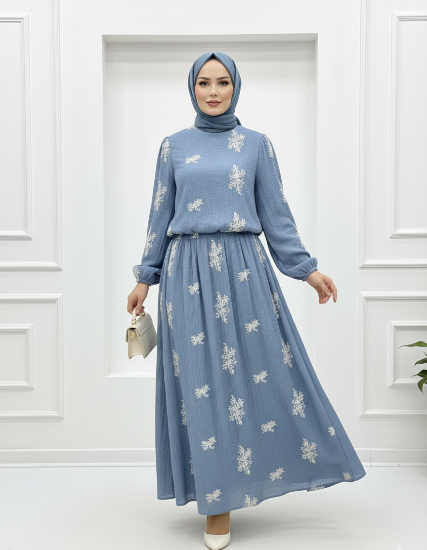 Tül kumaşlı nakış detaylı etekli takım - Görsel 4