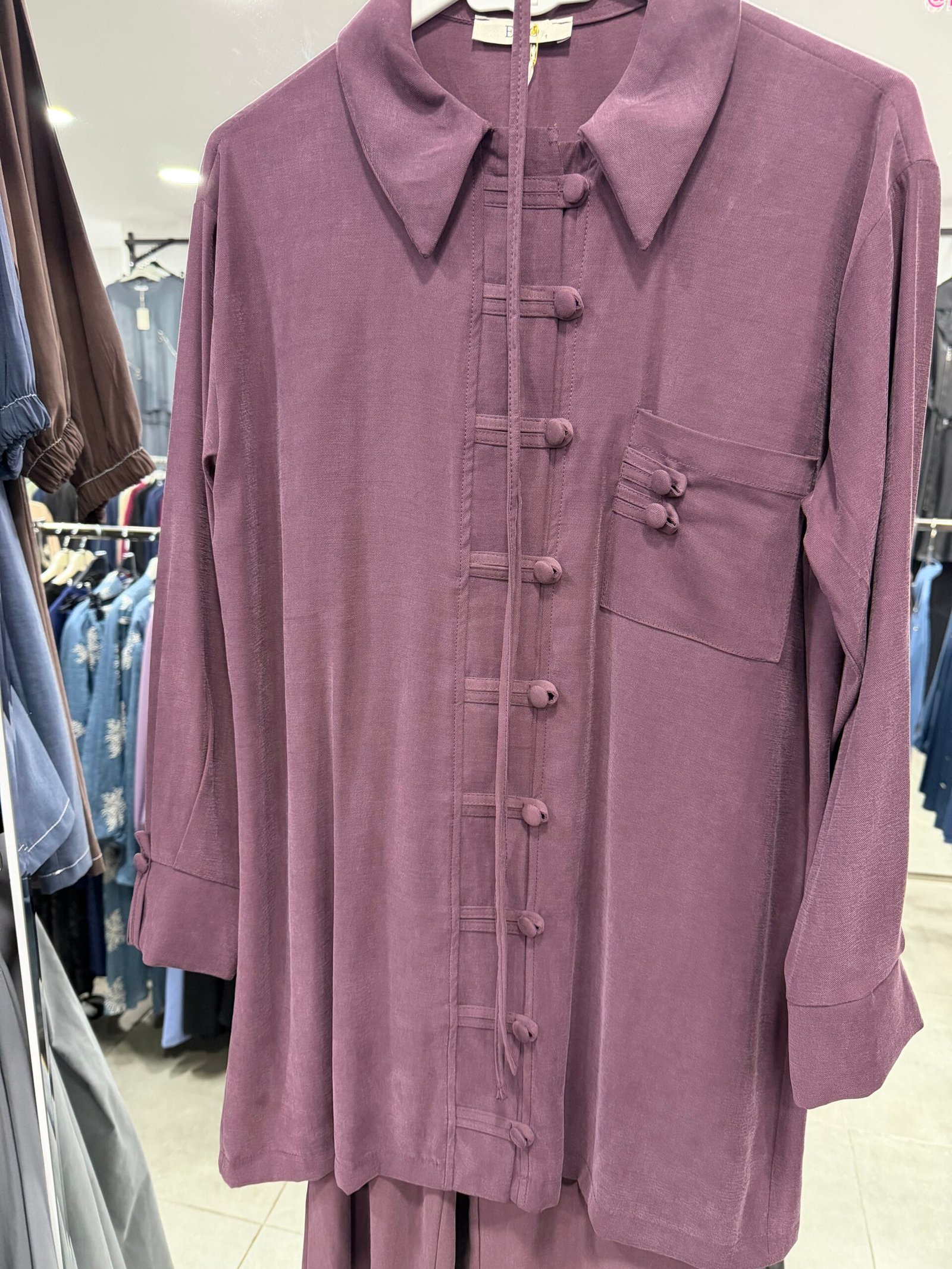 Tensel Cupra Düğme Detaylı Pantolonlu Takım - Görsel 4