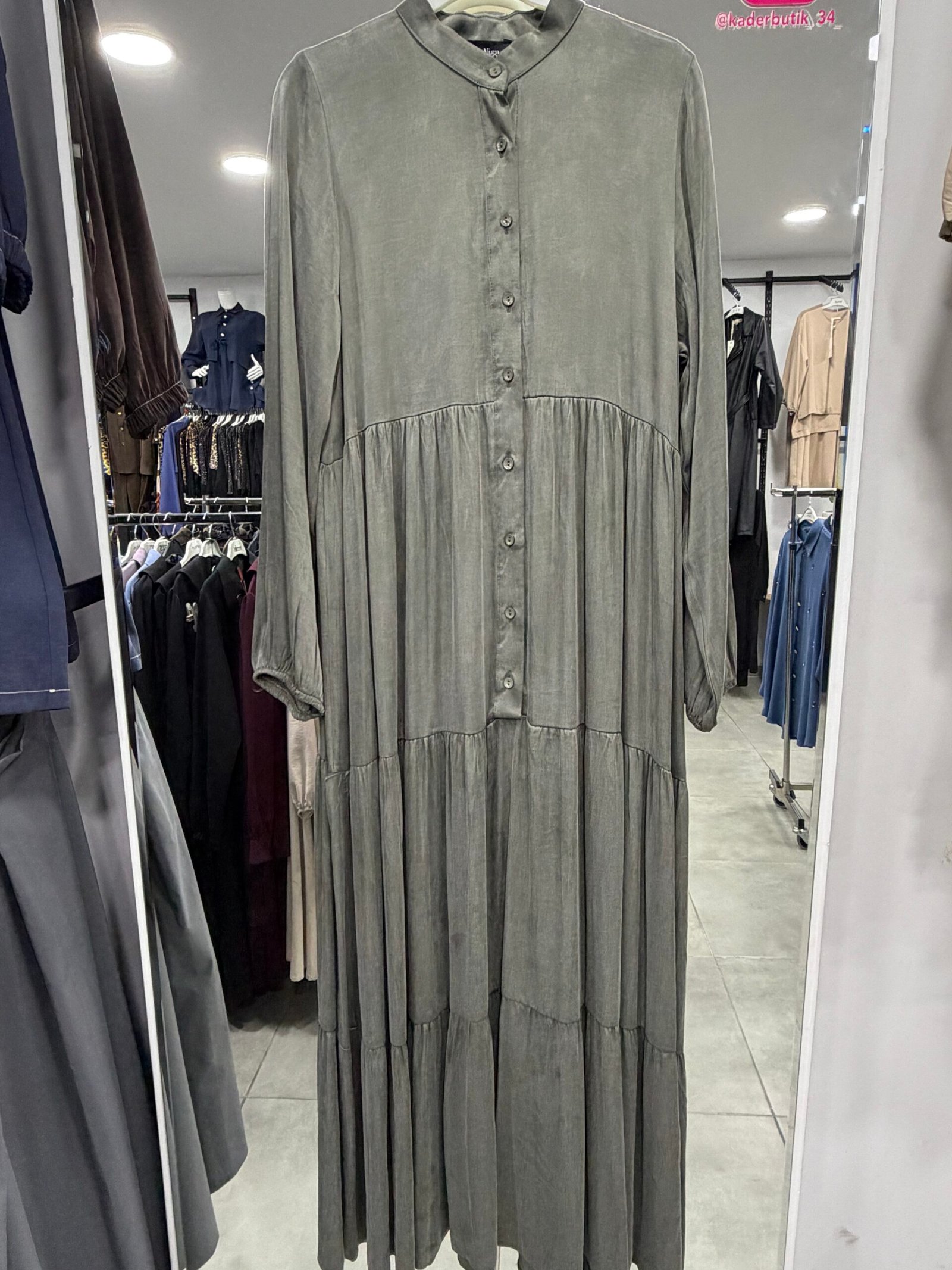 İpek Cupra Düz Elbise - Görsel 4