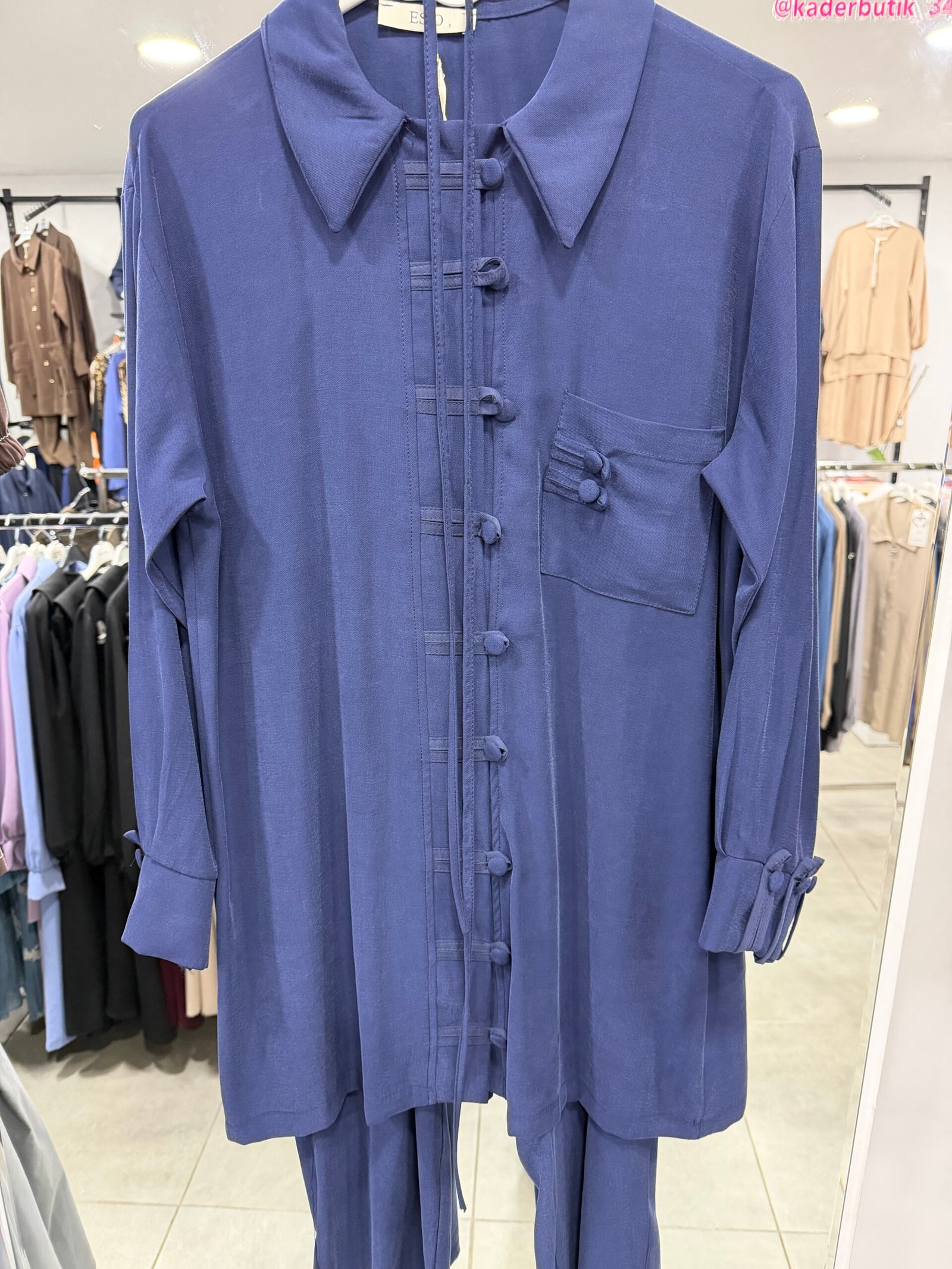 Tensel Cupra Düğme Detaylı Pantolonlu Takım - Görsel 5