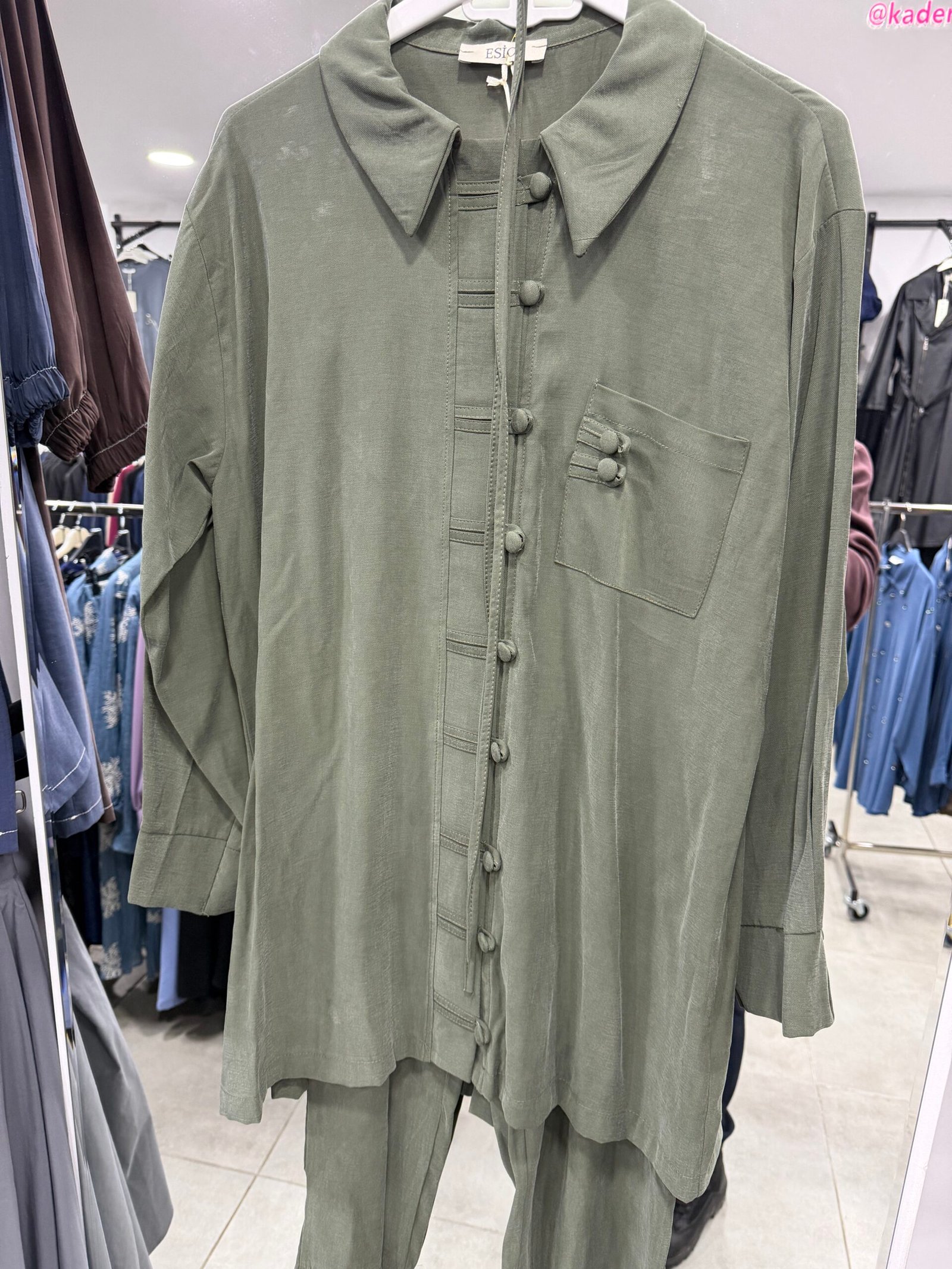 Tensel Cupra Düğme Detaylı Pantolonlu Takım - Görsel 7