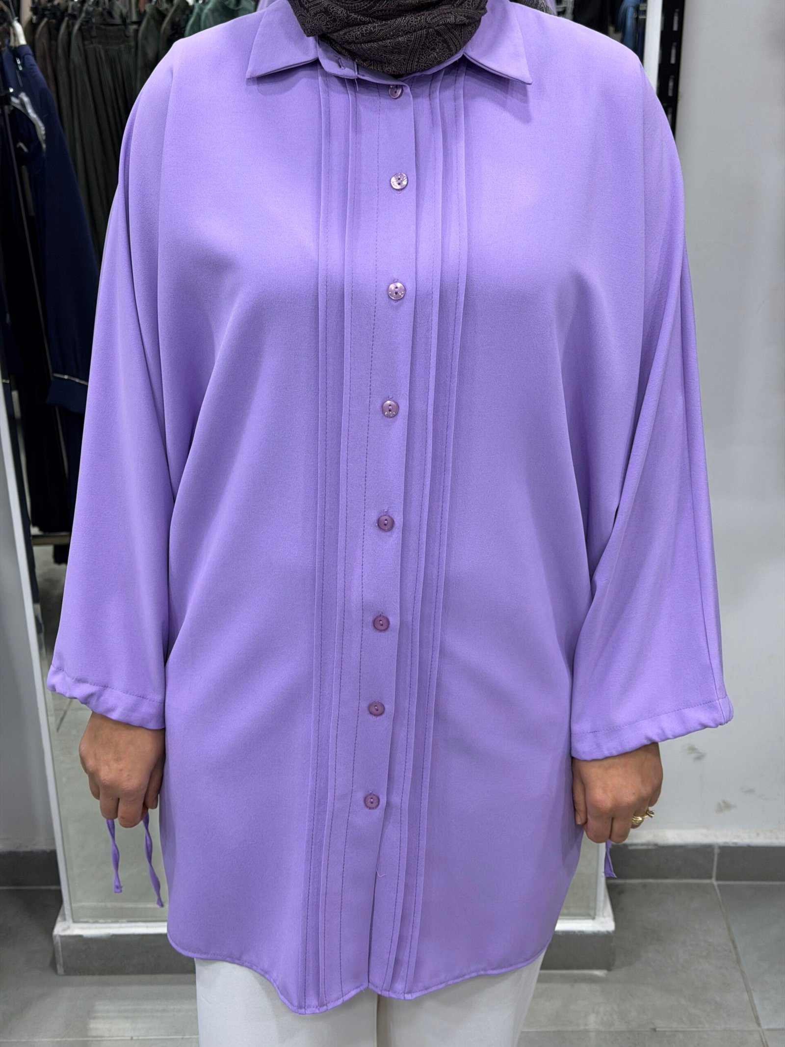 Linda Kumaş Yarasa Kollu Gömlek