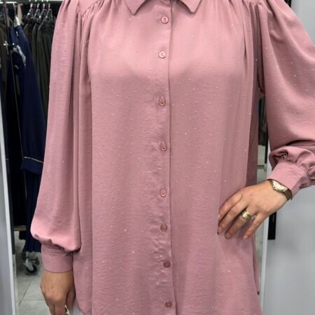 Pudra Taş Detaylı Gömlek