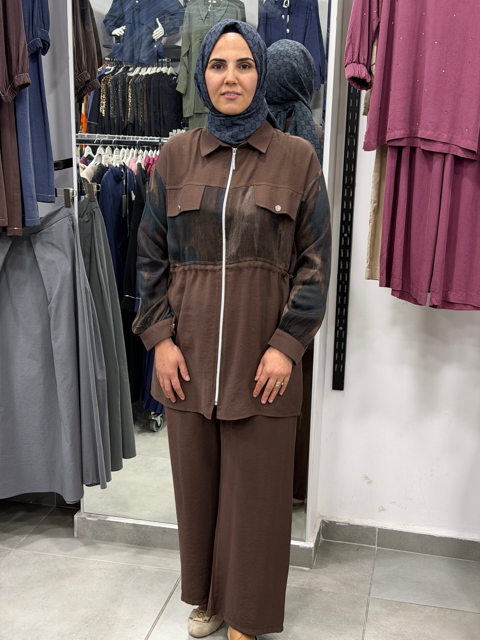 İpek ve Tensel Cupra Karışımılı Pantolonlu Takım