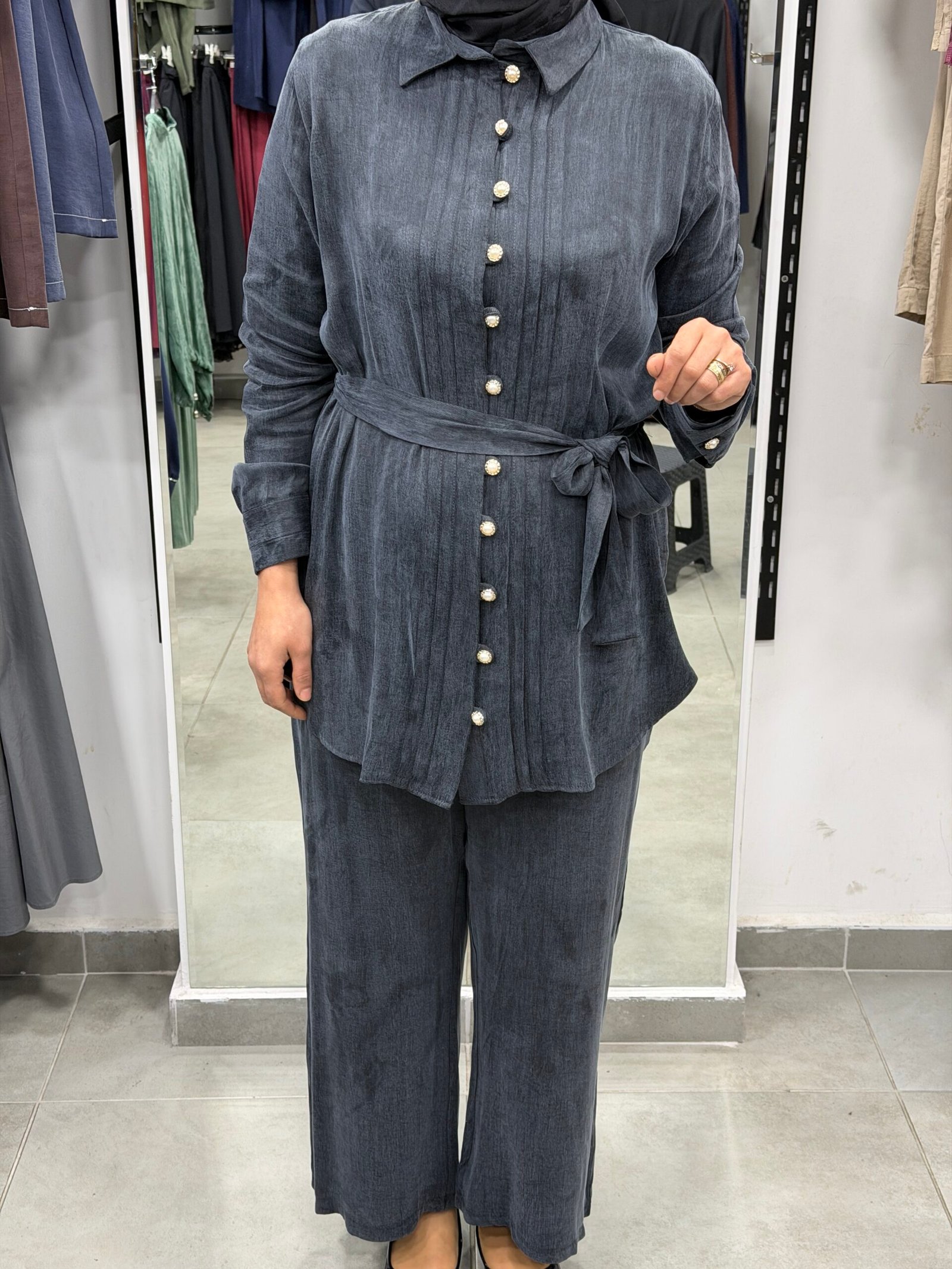 İpek Cupra Pantolonlu Takım - Görsel 2