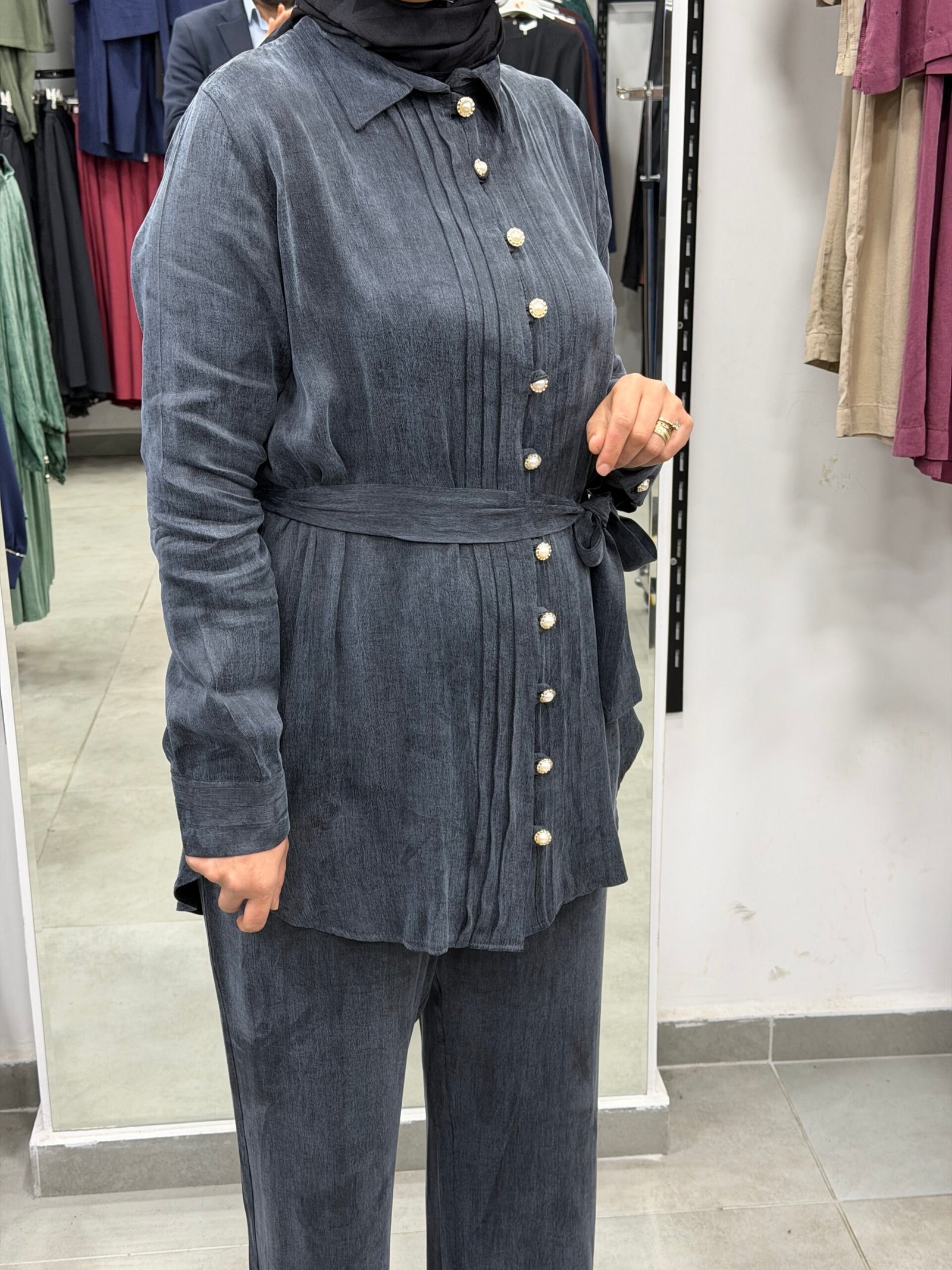 İpek Cupra Pantolonlu Takım - Görsel 4