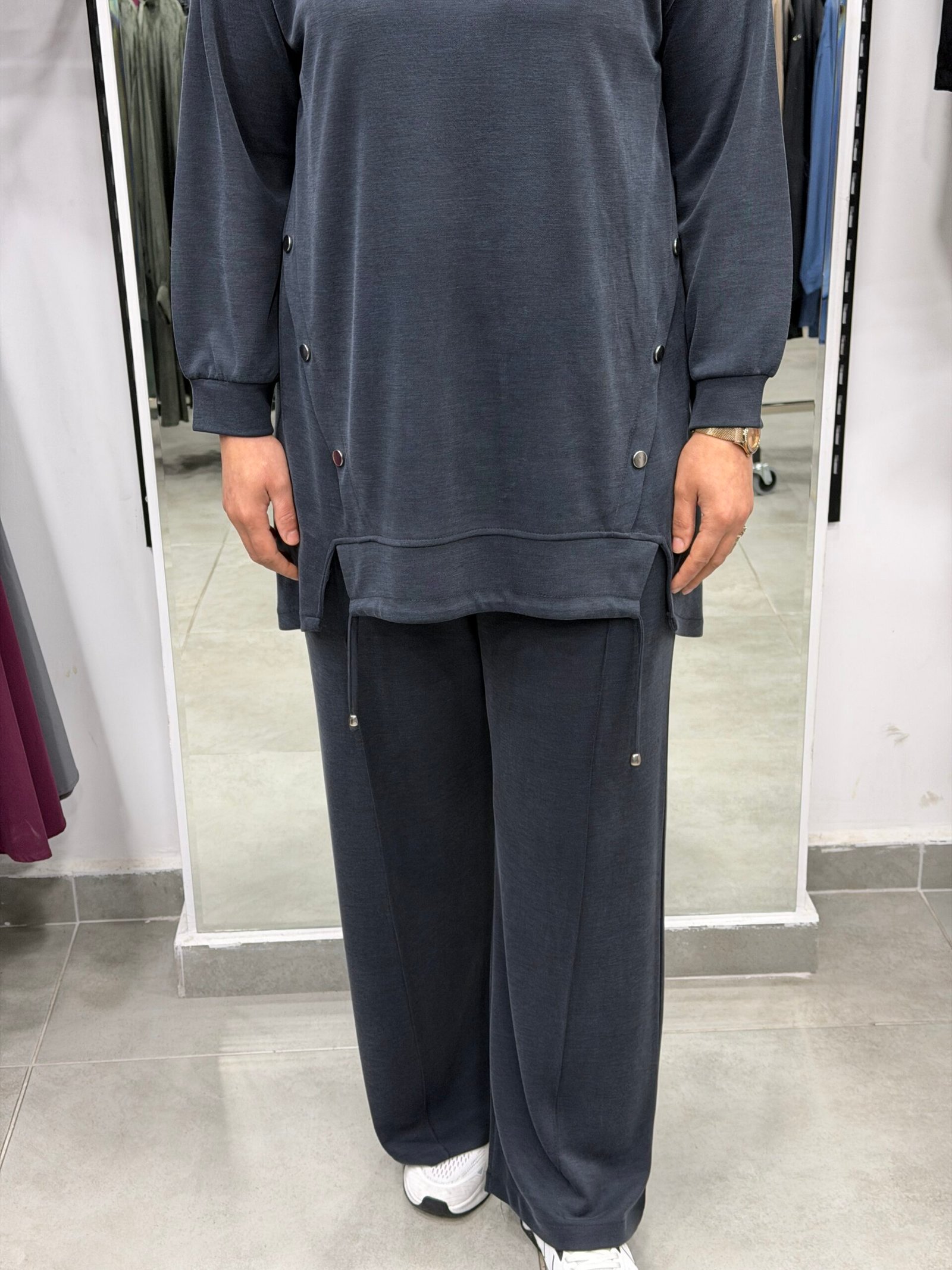 Yan Düğme Detaylı Pike Takım - Görsel 3