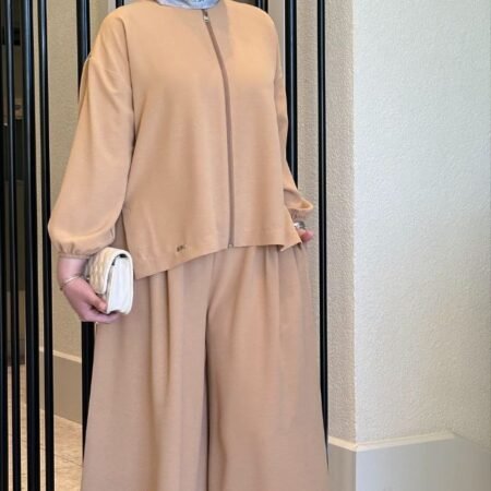 Linda Krep Kumaş Etekli Pantolonlu Takım