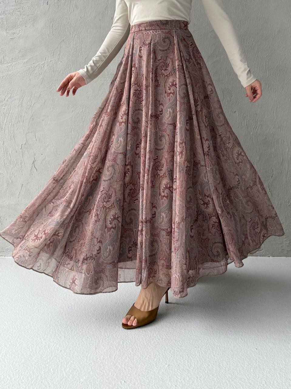 A Kalite Şifon Kumaş Desenli Etek