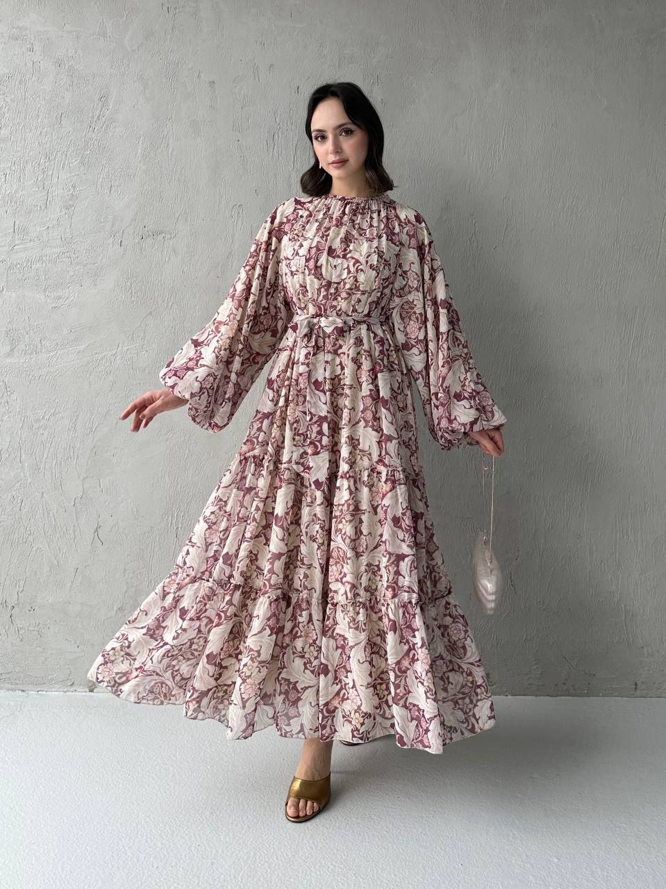 A Kalite İç Astarlı Şifon Elbise