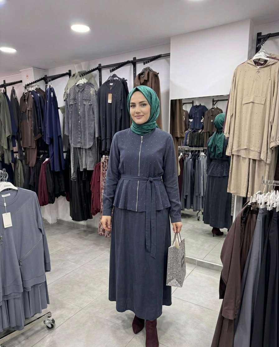 Premium Taş Detaylı Etekli Takım